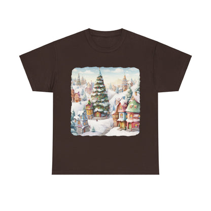 Snowy Christmas Village-16-T-Shirt